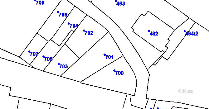 Parcela st. 701 v KÚ Železný Brod, Katastrální mapa