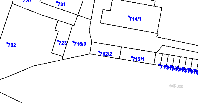 Parcela st. 712/2 v KÚ Železný Brod, Katastrální mapa