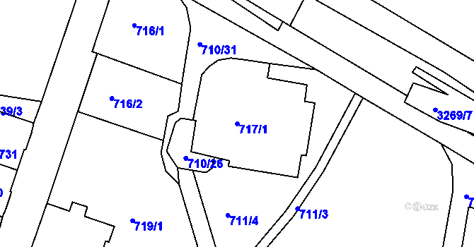 Parcela st. 717/1 v KÚ Železný Brod, Katastrální mapa
