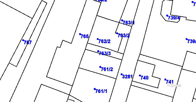 Parcela st. 763/3 v KÚ Železný Brod, Katastrální mapa