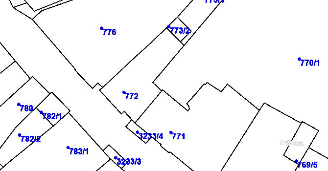 Parcela st. 770/3 v KÚ Železný Brod, Katastrální mapa