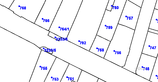 Parcela st. 792 v KÚ Železný Brod, Katastrální mapa