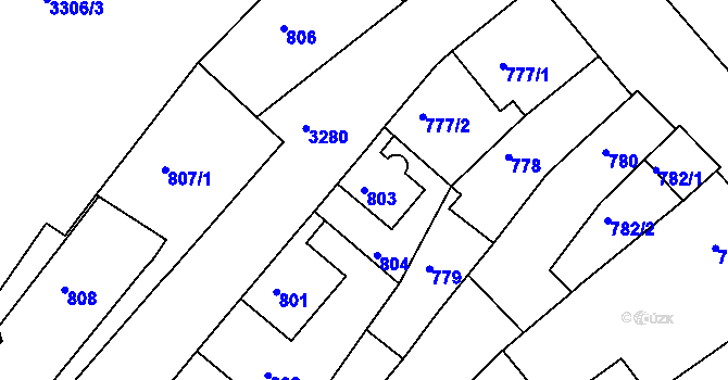 Parcela st. 803 v KÚ Železný Brod, Katastrální mapa