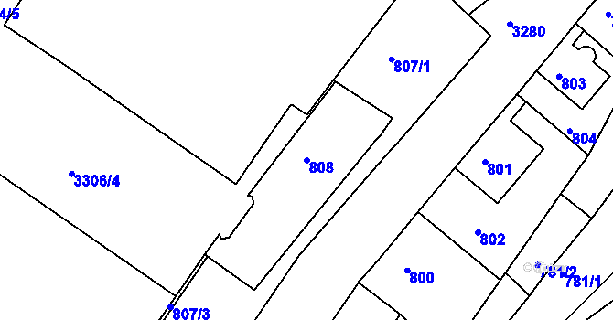 Parcela st. 808 v KÚ Železný Brod, Katastrální mapa