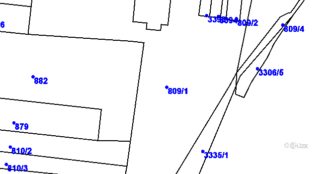 Parcela st. 809/1 v KÚ Železný Brod, Katastrální mapa