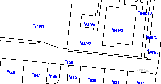 Parcela st. 849/7 v KÚ Železný Brod, Katastrální mapa
