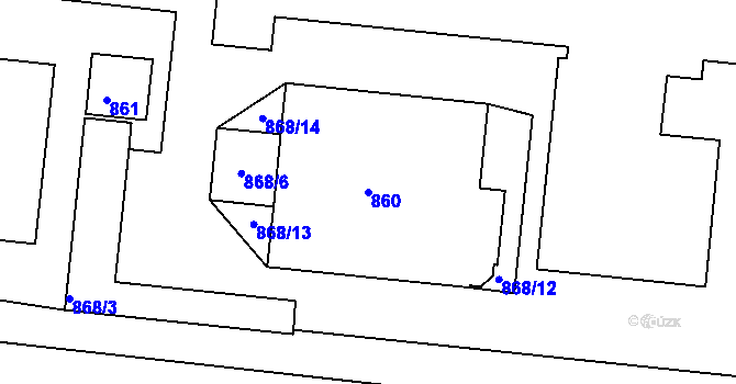 Parcela st. 860 v KÚ Železný Brod, Katastrální mapa