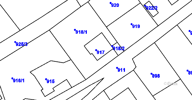 Parcela st. 917 v KÚ Železný Brod, Katastrální mapa
