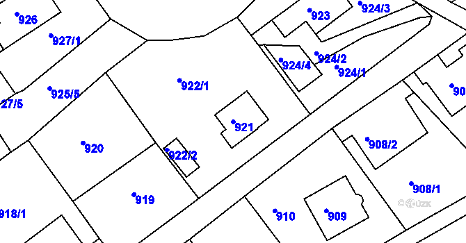 Parcela st. 921 v KÚ Železný Brod, Katastrální mapa