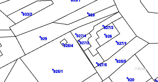 Parcela st. 927/2 v KÚ Železný Brod, Katastrální mapa