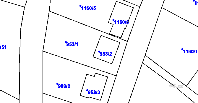 Parcela st. 953/2 v KÚ Železný Brod, Katastrální mapa