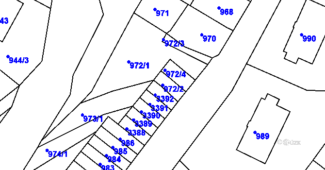 Parcela st. 972/2 v KÚ Železný Brod, Katastrální mapa