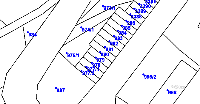 Parcela st. 980 v KÚ Železný Brod, Katastrální mapa