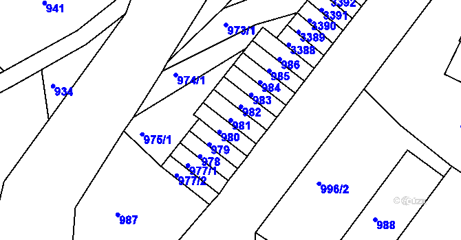 Parcela st. 981 v KÚ Železný Brod, Katastrální mapa