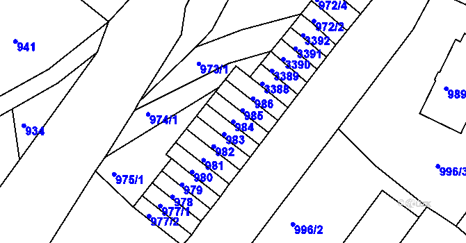 Parcela st. 984 v KÚ Železný Brod, Katastrální mapa