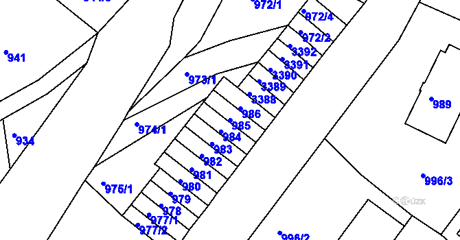 Parcela st. 985 v KÚ Železný Brod, Katastrální mapa