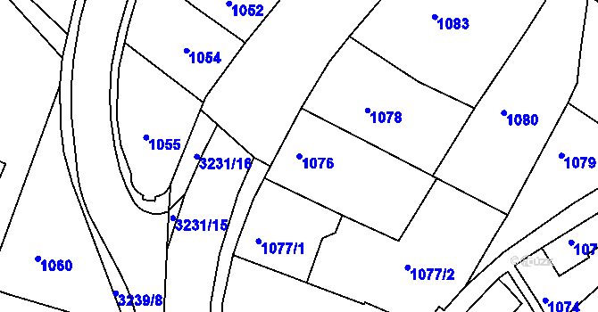 Parcela st. 1076 v KÚ Železný Brod, Katastrální mapa