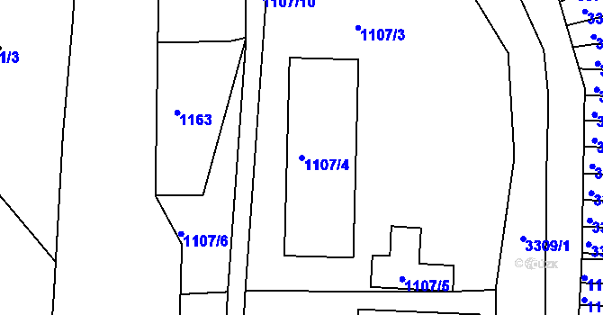 Parcela st. 1107/4 v KÚ Železný Brod, Katastrální mapa