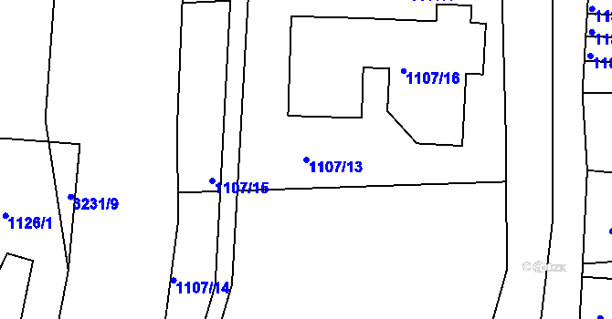 Parcela st. 1107/13 v KÚ Železný Brod, Katastrální mapa