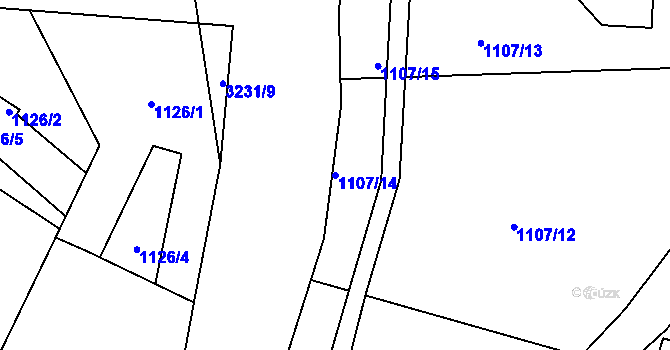 Parcela st. 1107/14 v KÚ Železný Brod, Katastrální mapa