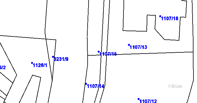 Parcela st. 1107/15 v KÚ Železný Brod, Katastrální mapa