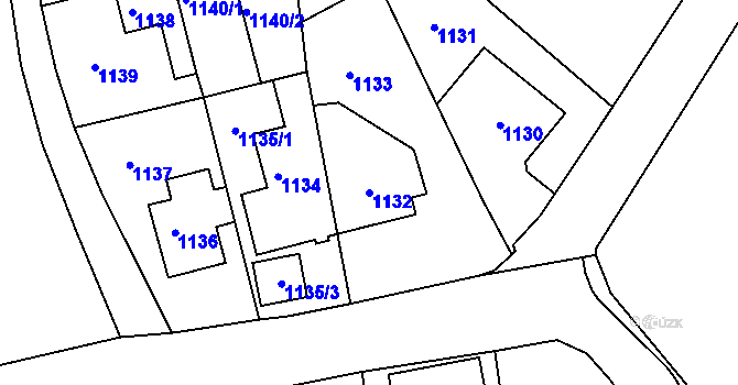 Parcela st. 1132 v KÚ Železný Brod, Katastrální mapa