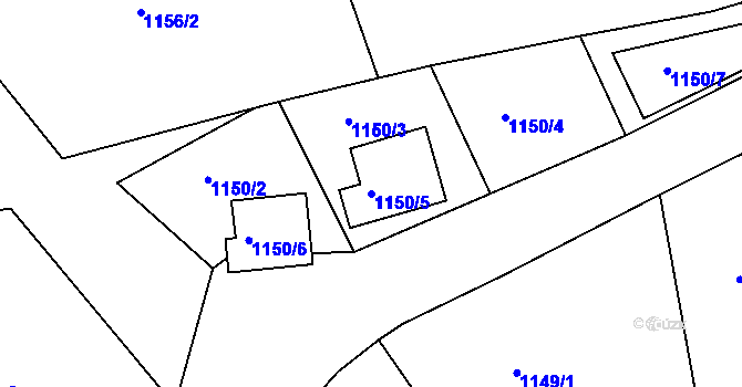 Parcela st. 1150/5 v KÚ Železný Brod, Katastrální mapa