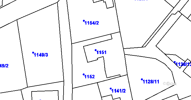Parcela st. 1151 v KÚ Železný Brod, Katastrální mapa