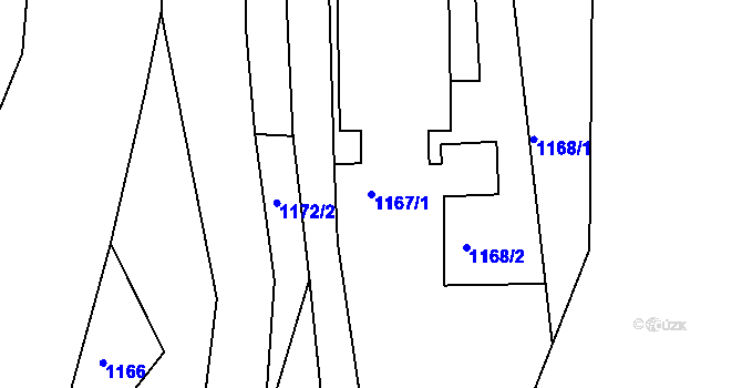 Parcela st. 1167/1 v KÚ Železný Brod, Katastrální mapa