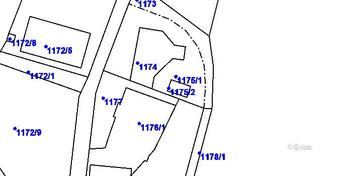 Parcela st. 1175/2 v KÚ Železný Brod, Katastrální mapa