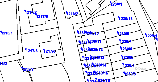 Parcela st. 1231/9 v KÚ Železný Brod, Katastrální mapa
