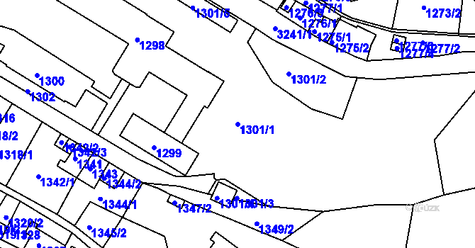 Parcela st. 1301/1 v KÚ Železný Brod, Katastrální mapa