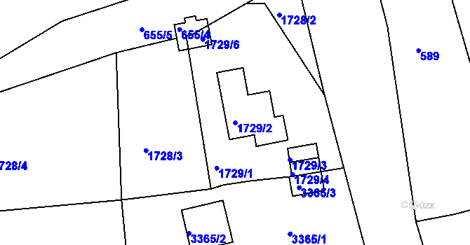 Parcela st. 1729/2 v KÚ Železný Brod, Katastrální mapa