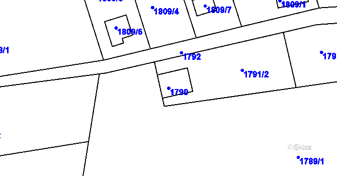 Parcela st. 1790 v KÚ Železný Brod, Katastrální mapa