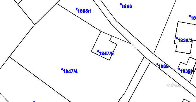 Parcela st. 1847/5 v KÚ Železný Brod, Katastrální mapa