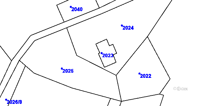 Parcela st. 2023 v KÚ Železný Brod, Katastrální mapa