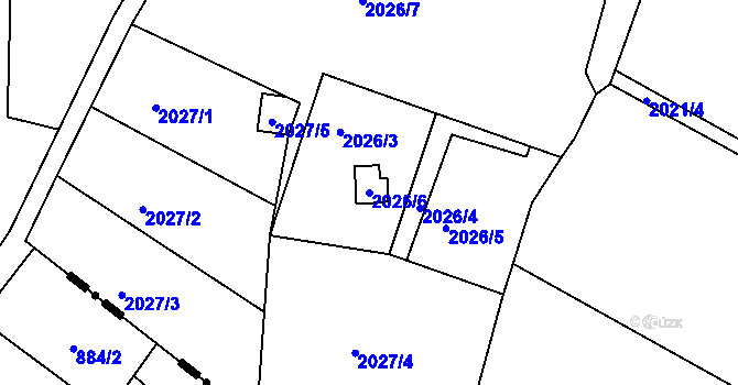 Parcela st. 2026/6 v KÚ Železný Brod, Katastrální mapa
