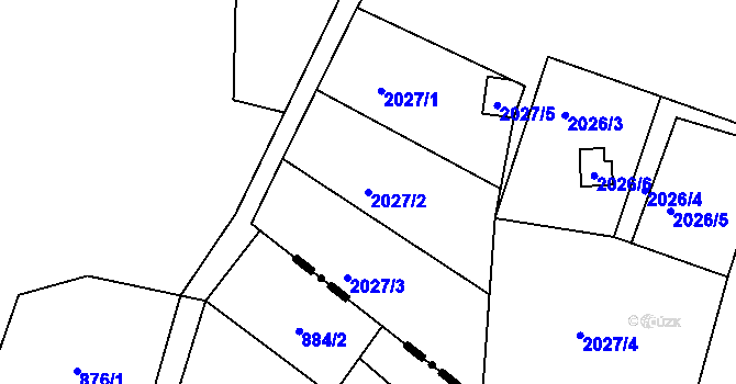 Parcela st. 2027/2 v KÚ Železný Brod, Katastrální mapa