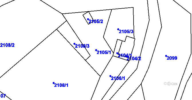 Parcela st. 2105/1 v KÚ Železný Brod, Katastrální mapa