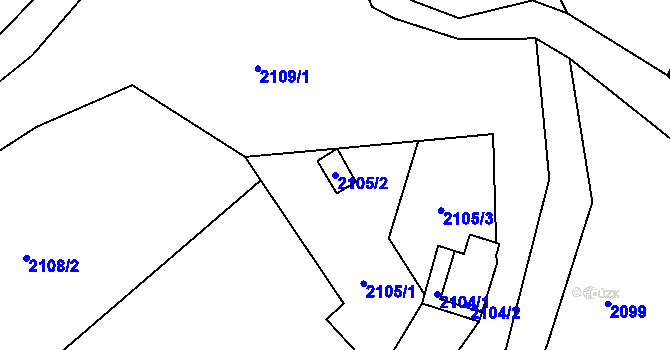 Parcela st. 2105/2 v KÚ Železný Brod, Katastrální mapa