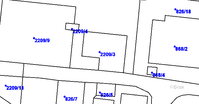 Parcela st. 2209/3 v KÚ Železný Brod, Katastrální mapa