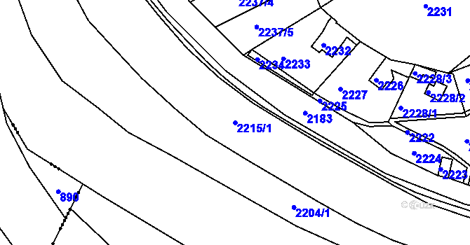 Parcela st. 2215/1 v KÚ Železný Brod, Katastrální mapa