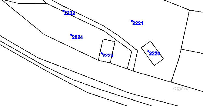 Parcela st. 2223 v KÚ Železný Brod, Katastrální mapa