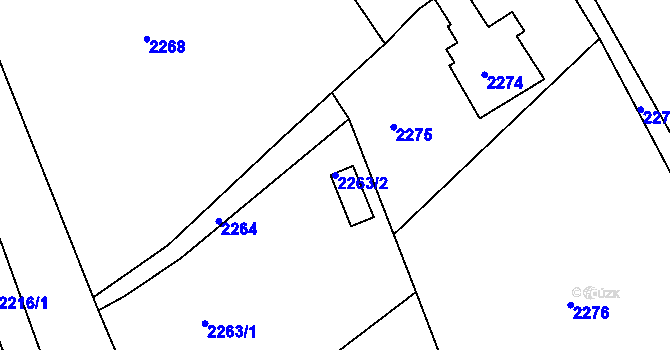 Parcela st. 2263/2 v KÚ Železný Brod, Katastrální mapa