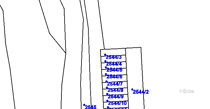 Parcela st. 2544/3 v KÚ Železný Brod, Katastrální mapa