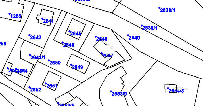 Parcela st. 2647 v KÚ Železný Brod, Katastrální mapa