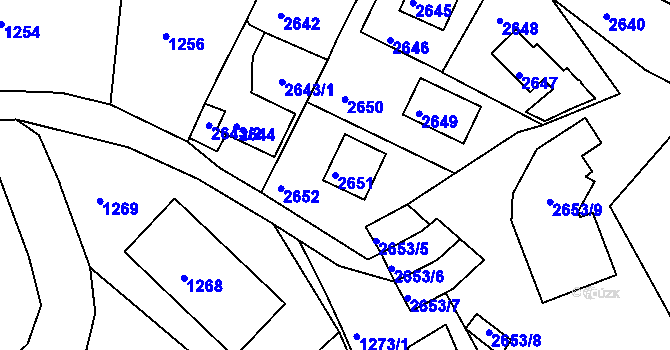 Parcela st. 2651 v KÚ Železný Brod, Katastrální mapa