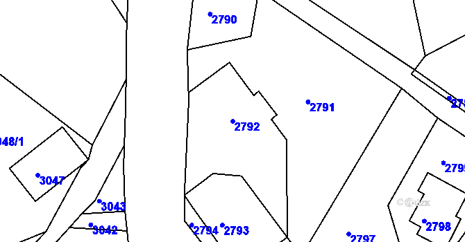 Parcela st. 2792 v KÚ Železný Brod, Katastrální mapa
