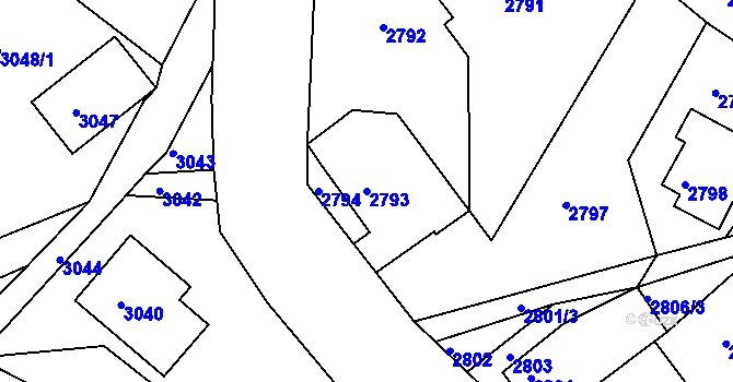 Parcela st. 2793 v KÚ Železný Brod, Katastrální mapa