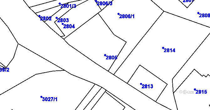Parcela st. 2805 v KÚ Železný Brod, Katastrální mapa
